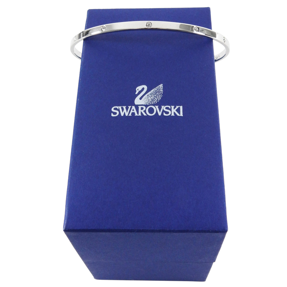 Swarovski Silvertone Crystal Slim Bangle Bracelet