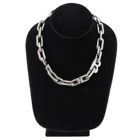 Balenciaga Silvertone Chunky B Chain Necklace