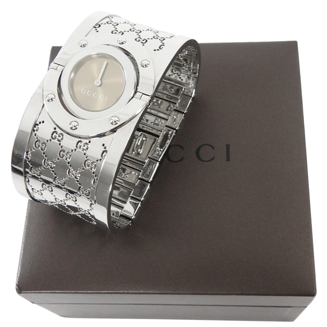 Gucci Silver Tone Stainless Steel Twirl Watch Bracelet