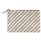 Givenchy Beige Brown Logo Stripe Bonded Canvas Medium Pouch Medium