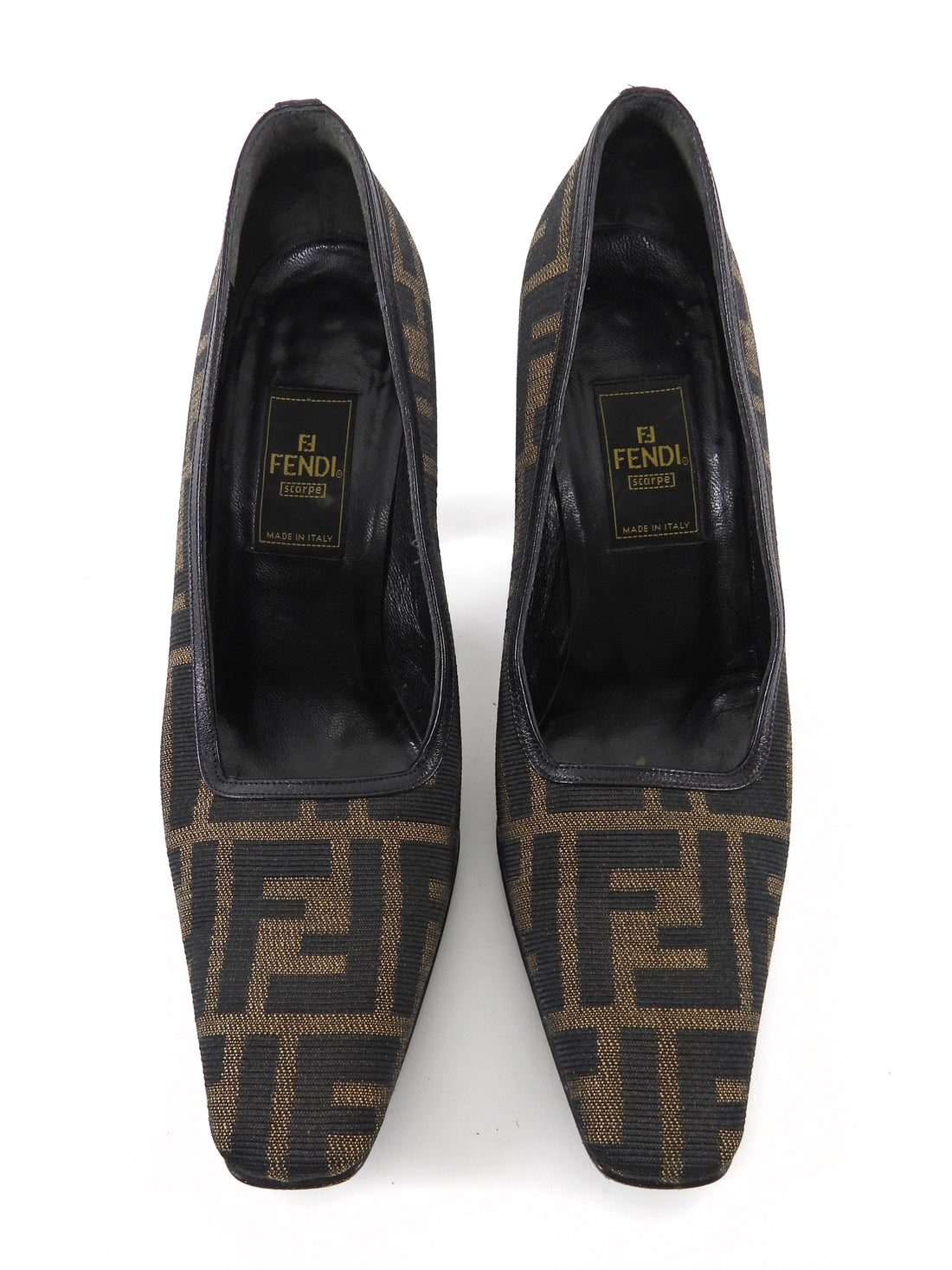 Fendi Brown Zucca FF Canvas Square Toe Pumps - 6M