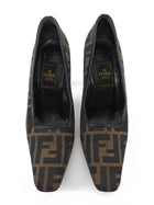 Fendi Brown Zucca FF Canvas Square Toe Pumps - 6M