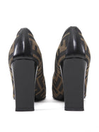 Fendi Brown Zucca FF Canvas Square Toe Pumps - 6M