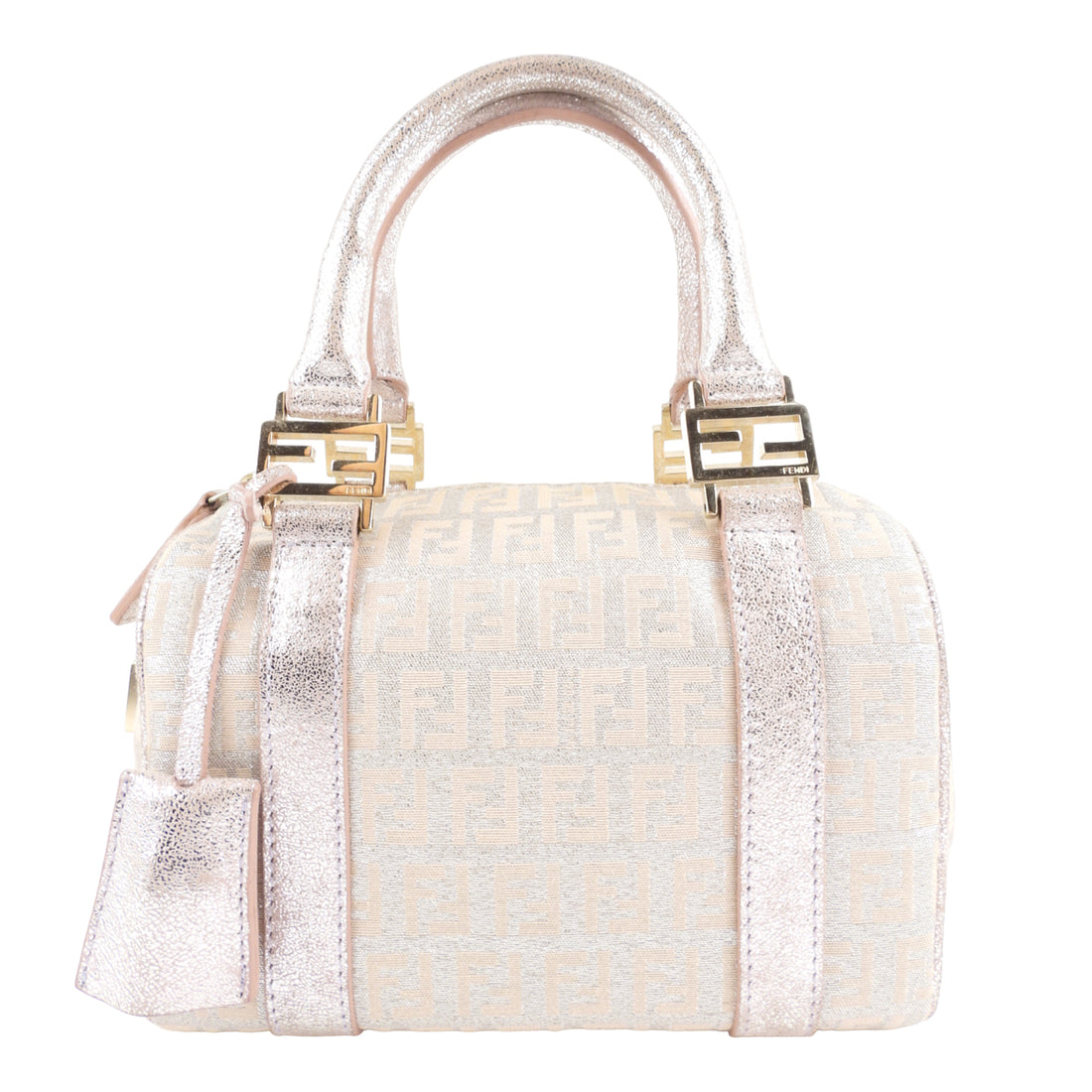 Fendi Glitter Logo Boston Bag Monogram Handbag