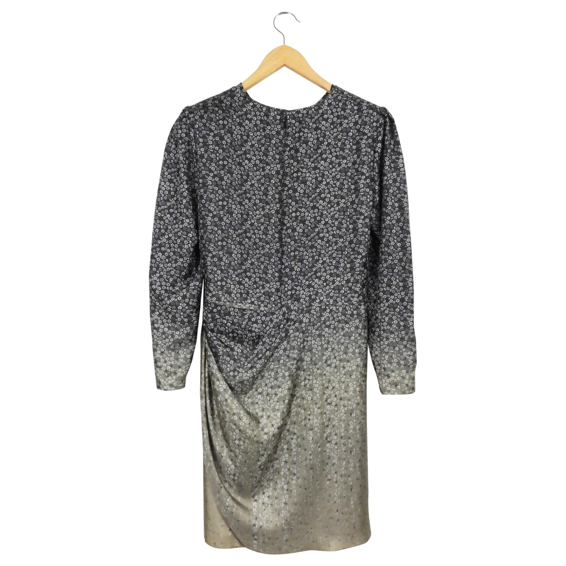 Fendi Black and Grey Ombre Floral Silk Draped Midi Dress - 40 I MISS YOU VINTAGE Fendi Black and Grey Ombre Floral Silk Draped Midi Dress - 40 I MISS YOU VINTAGE