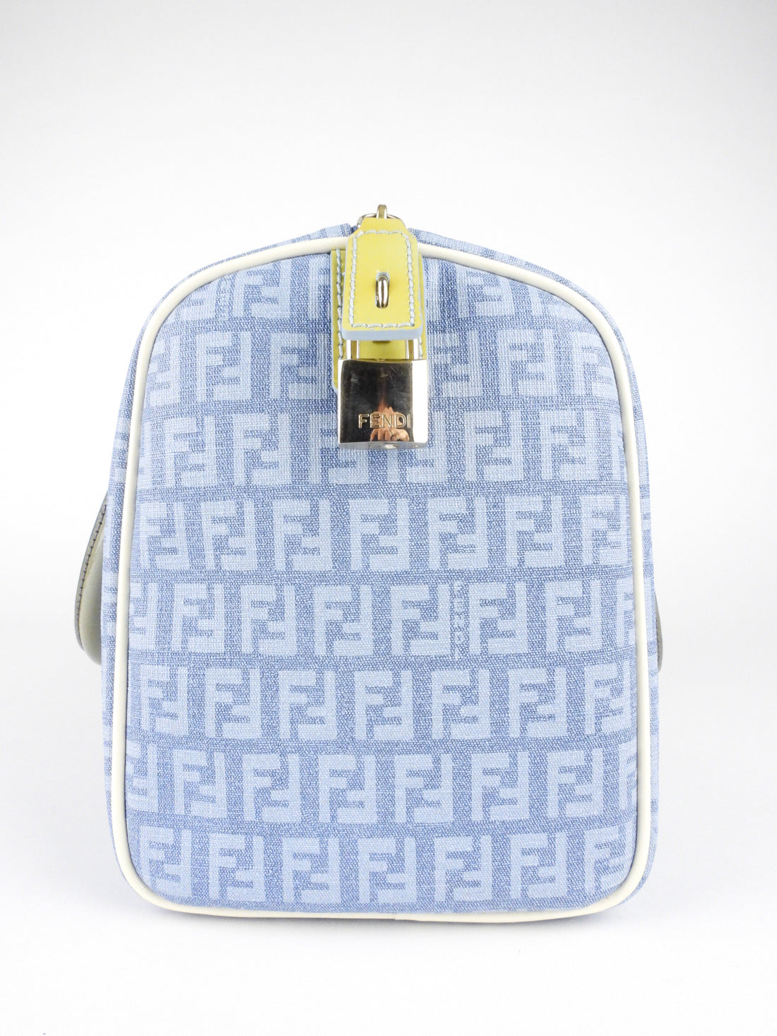 Fendi Sky Blue Forever Zucca Coated Canvas Boston Bag