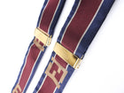 Fendi Burgundy Red and Navy Blue FF Logo Braces Suspenders