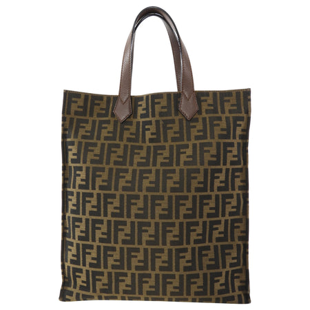 Fendi Zucca Brown Monogram Canvas Vertical Tote Bag