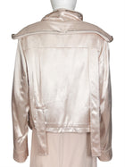 Fendi Blush Satin Viscose FF Buckle Cargo Pocket Zip Jacket - 40