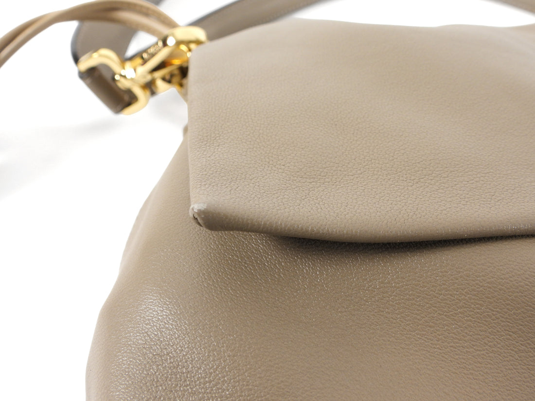 Fendi Taupe Soft Leather Baguette Two Way Bag