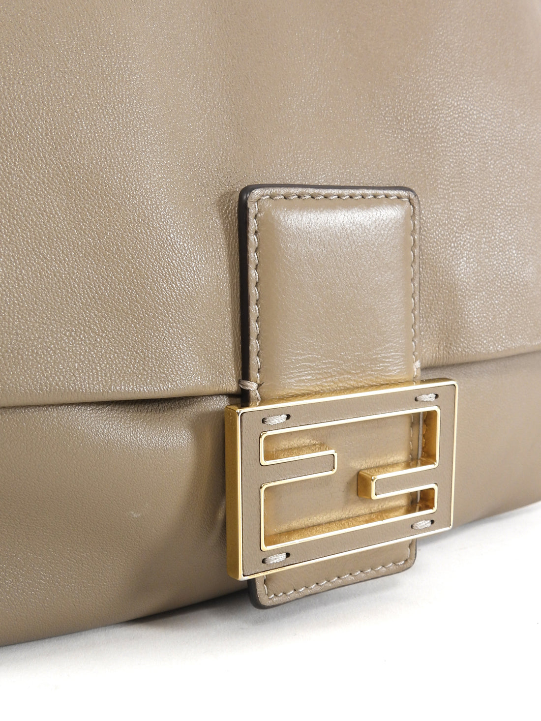 Fendi Taupe Soft Leather Baguette Two Way Bag