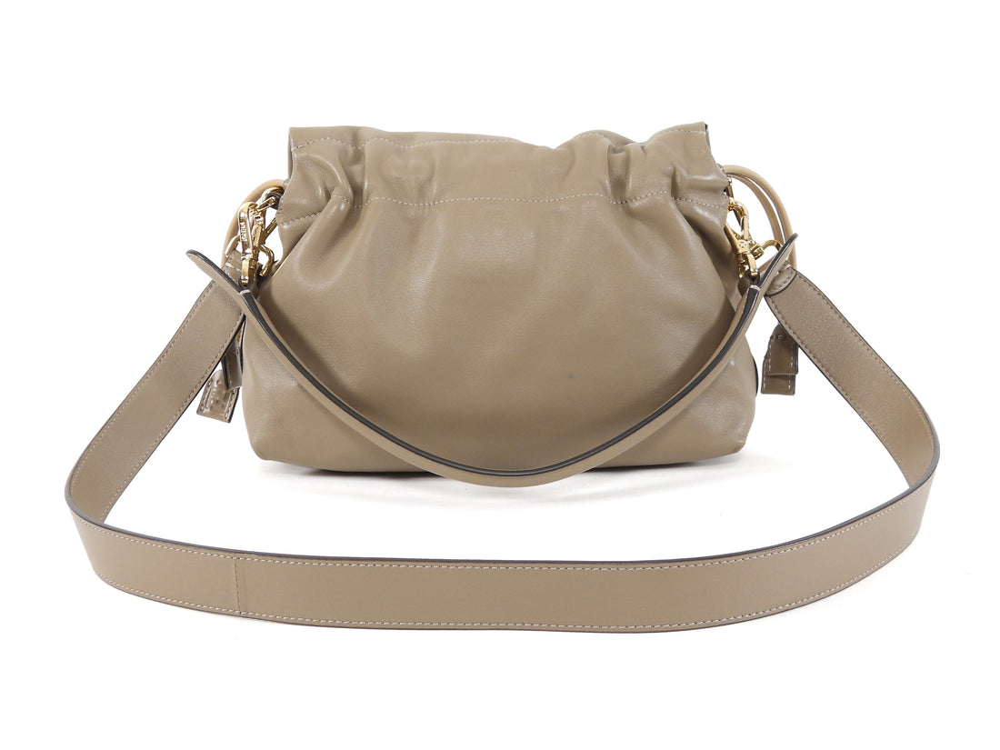 Fendi Taupe Soft Leather Baguette Two Way Bag