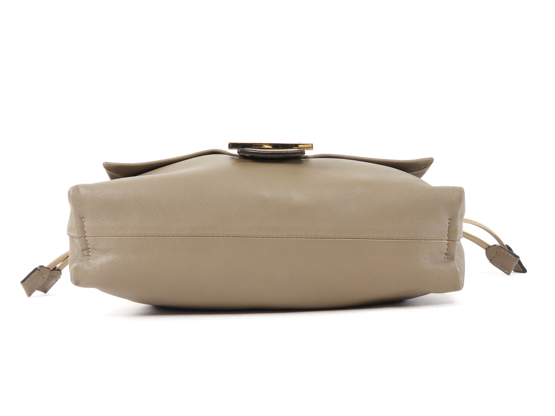 Fendi Taupe Soft Leather Baguette Two Way Bag