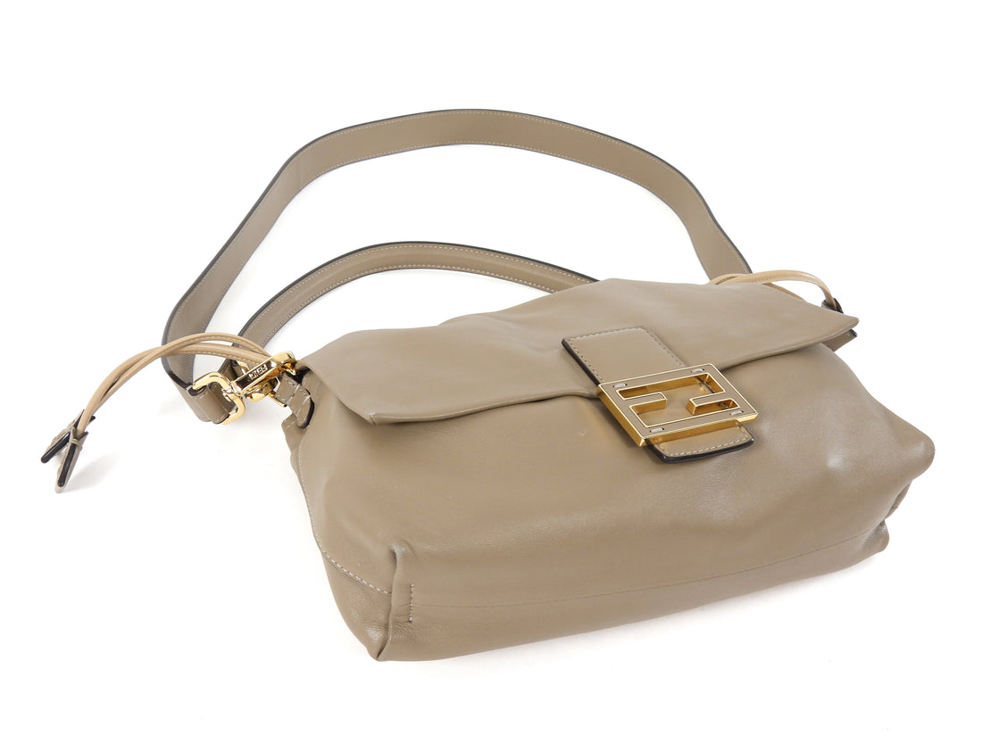 Fendi Taupe Soft Leather Baguette Two Way Bag