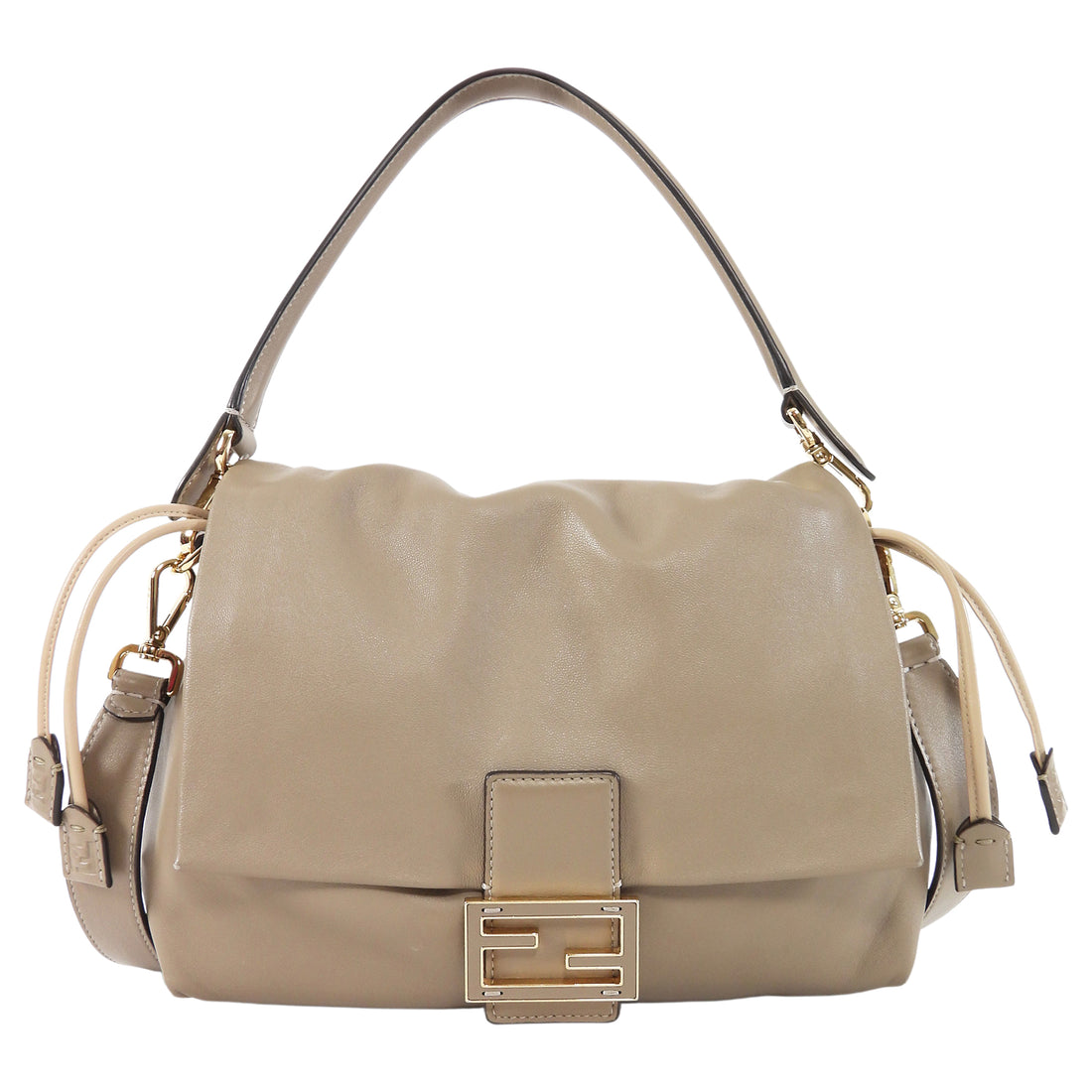 Fendi Taupe Soft Leather Baguette Two Way Bag