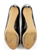 Ferragamo Black Patent Platform Vara Peep Toe Pumps - 10