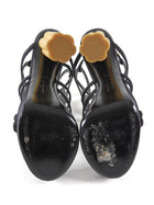 Ferragamo Black Gold Vinci Suede Metal Heel Gancini Platform Sandals - 37.5 C