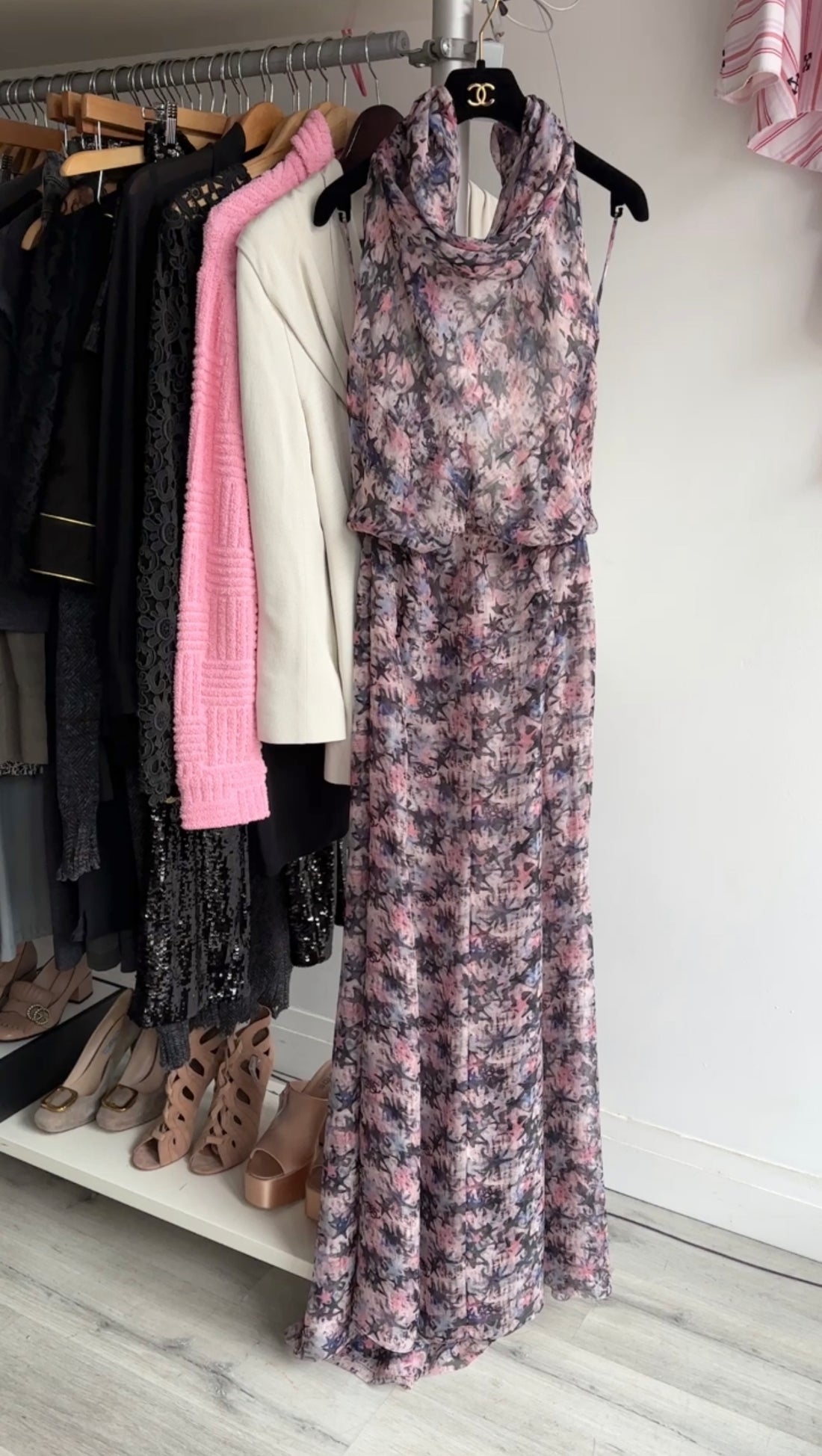 Chanel Pink Star Halter Long Gown - 38 I MISS YOU VINTAGE Chanel Pink Star Halter Long Gown - 38 I MISS YOU VINTAGE
