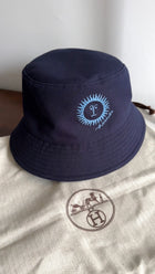 Hermes Navy Canvas Embroidered Gene Sunshine Bucket Hat - 59