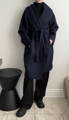 S Max Mara Double Faced Navy Wool Overcoat - FR46 / USA 12
