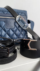 Fendi Wide Black Leather Belt With Silvertone Detail - IT40 / 4