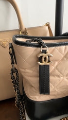 Chanel Gabrielle Medium Beige and Black Quilted Chain Bag