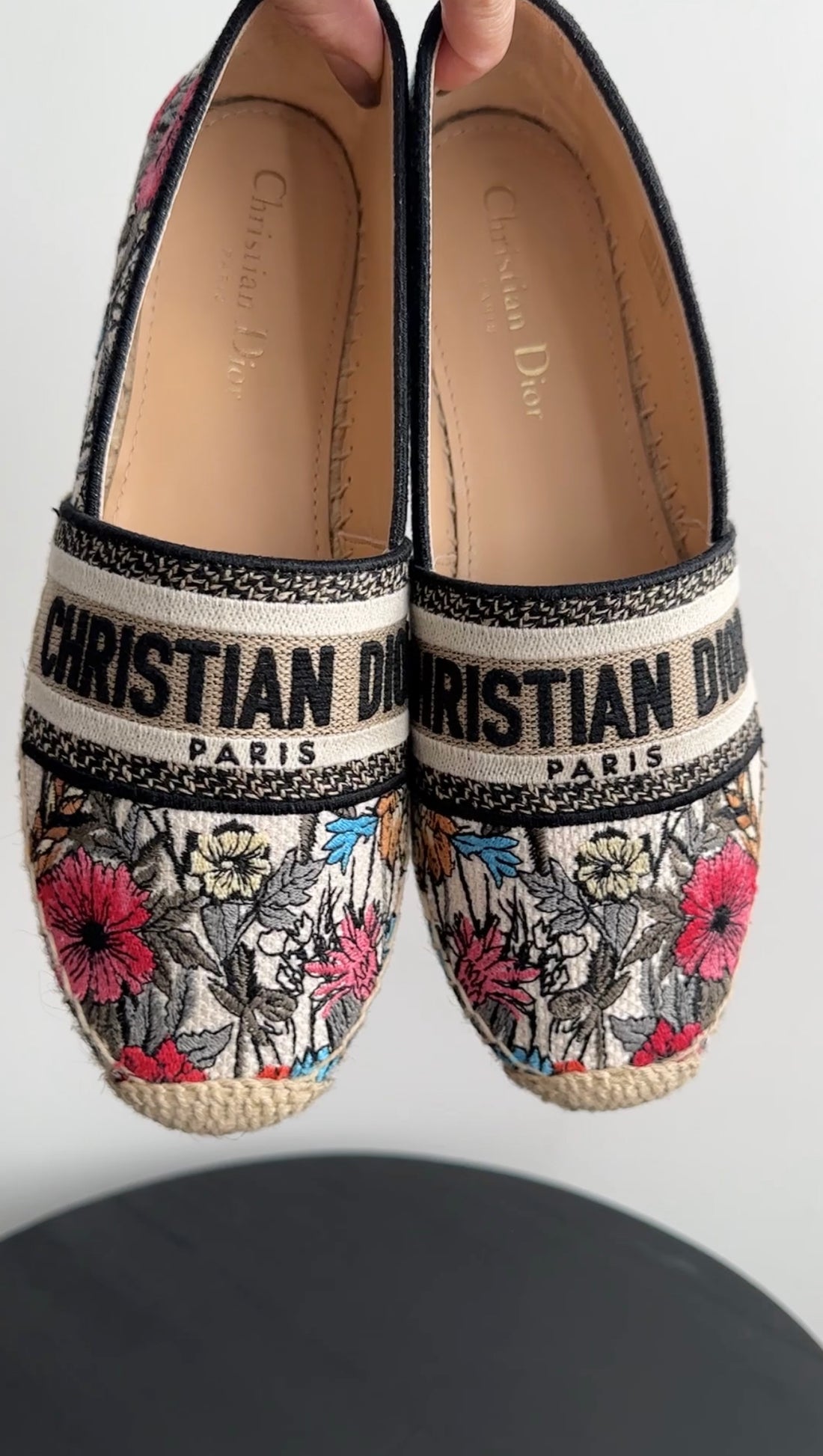 Christian Dior Floral Embroidered Espadrille - 38 / 7.5
