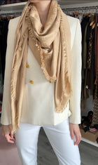 Nili Lotan Ivory Wool Straight Cut Blazer with Gold Buttons - 4