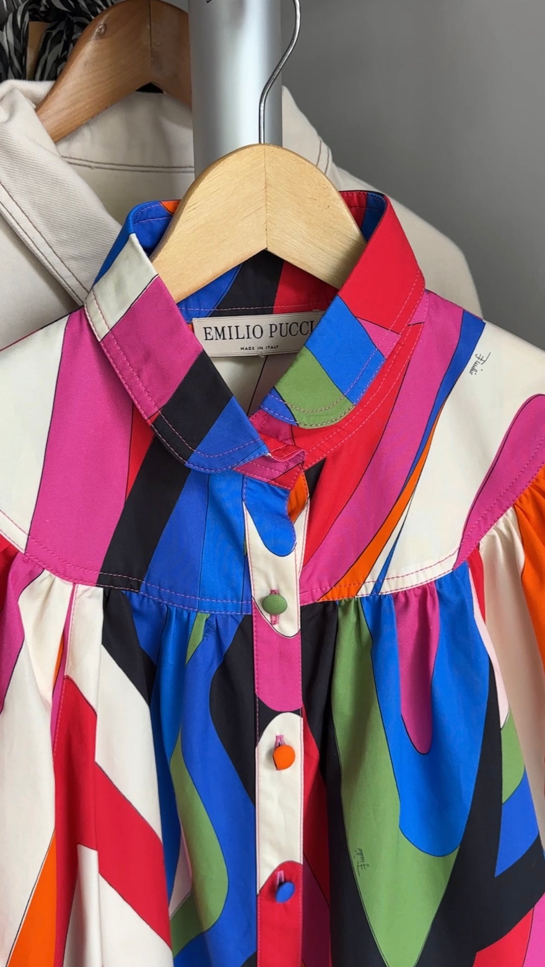 Pucci Multicolour Puff sleeve Collared Shirt