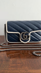 Gucci Navy Torchon Leather Super Mini Crossbody Bag