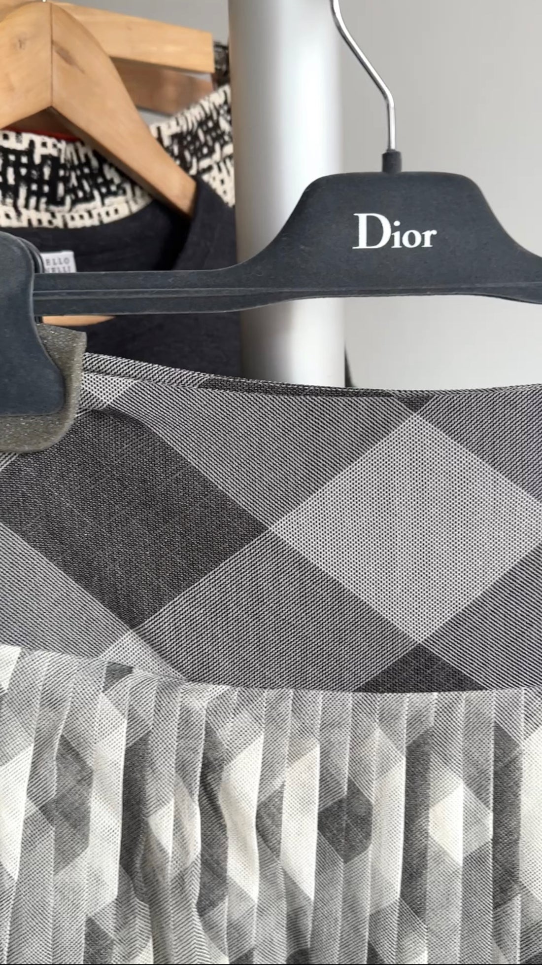 Christian Dior Grey Check Tulle Skirt - 8