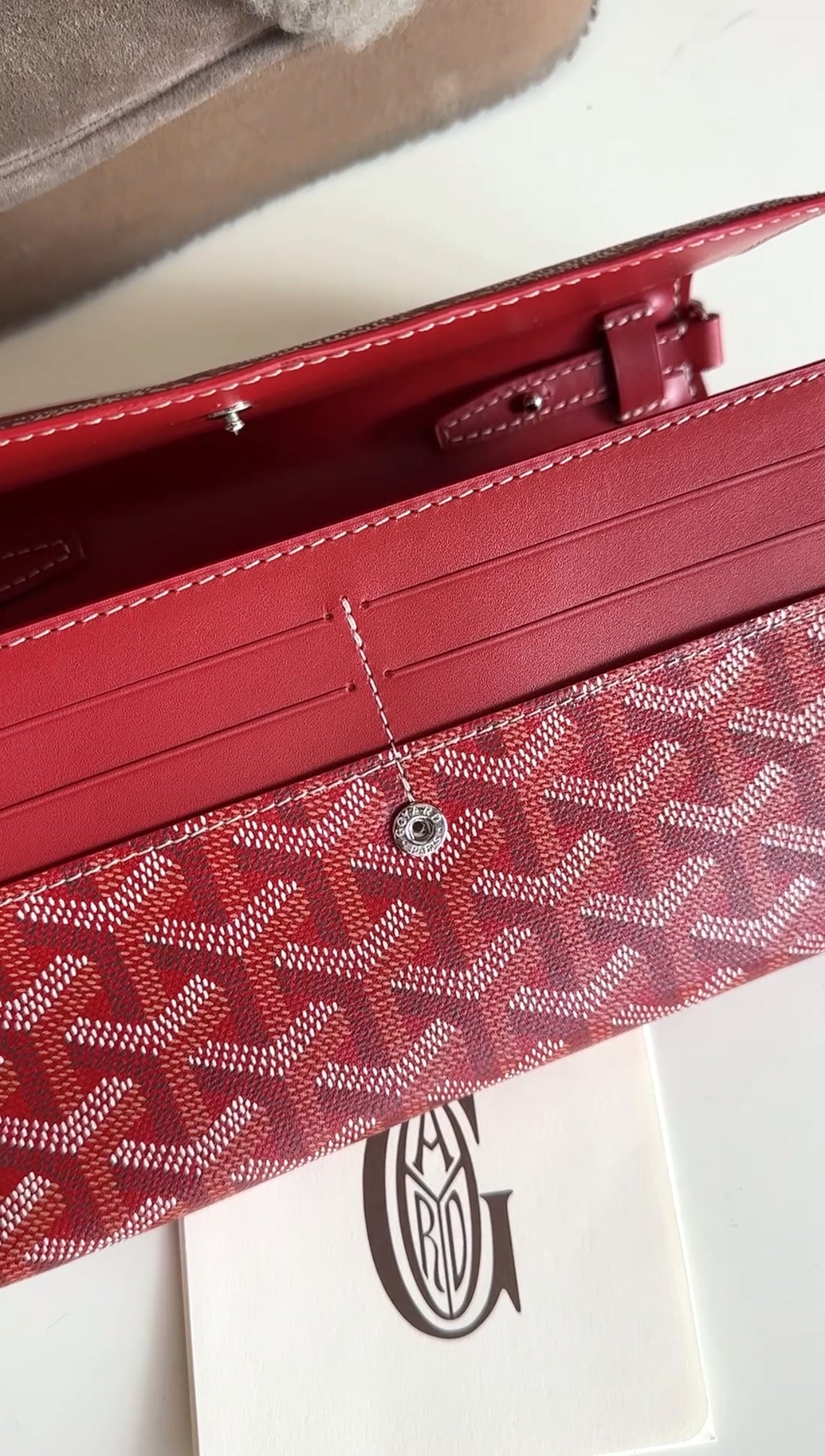 Goyard Red Goyardine Varenne Wallet on Strap