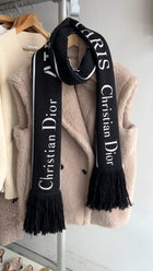 Christian Dior Black and White Knit Long 3 rue de Marignan Scarf