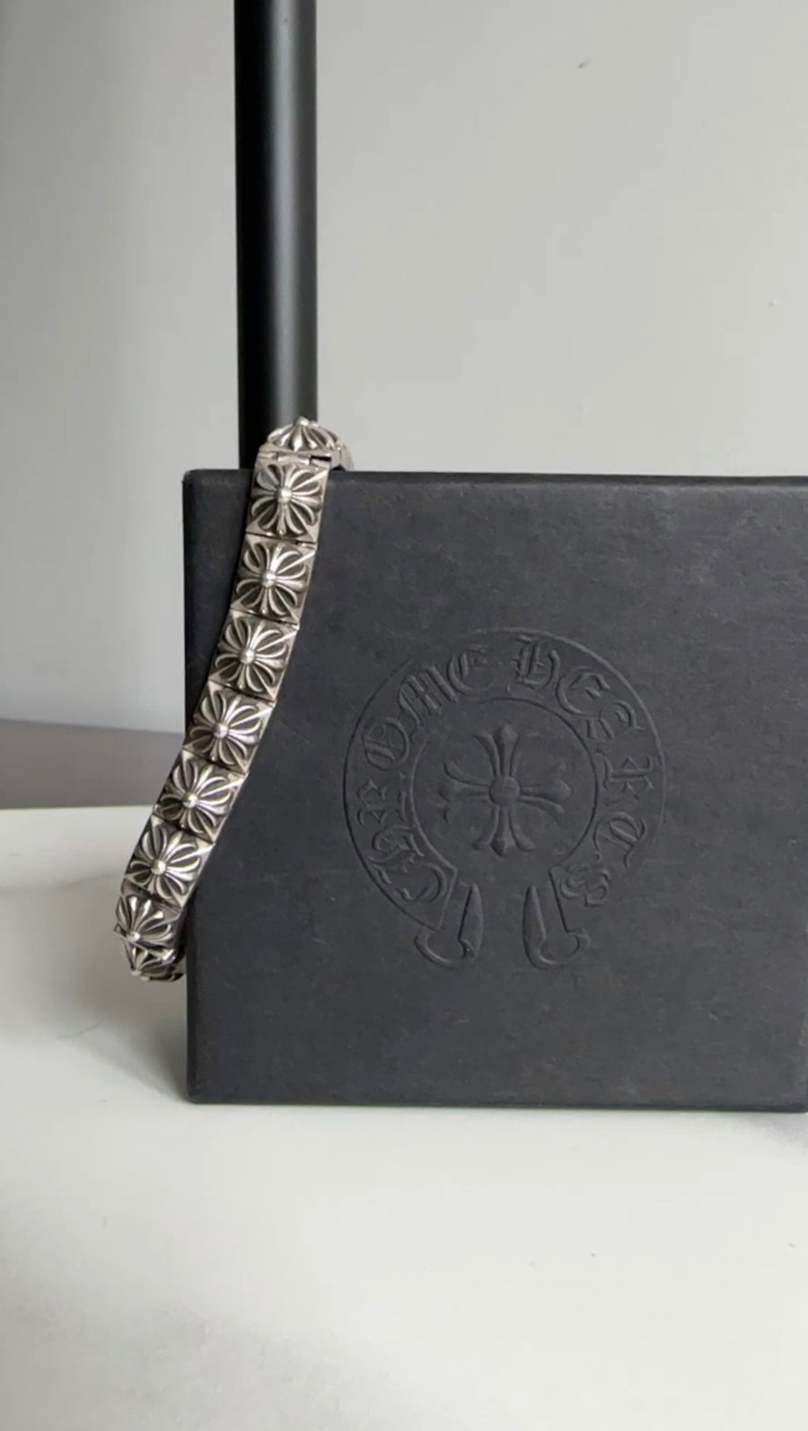 Chrome Hearts Sterling Silver Pyramid Cross Link Bracelet