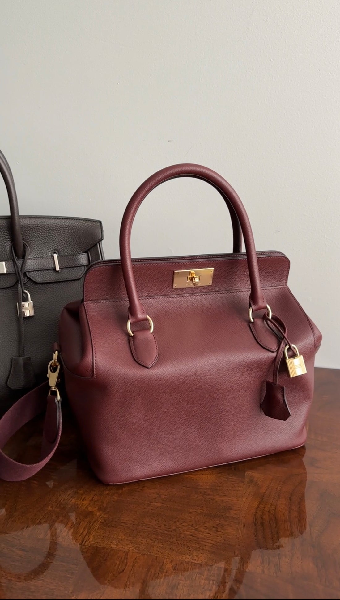 Hermes Sac Toolbox 26 Bordeaux Veau Evercolor