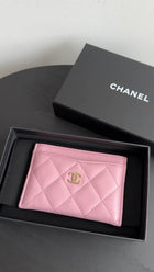 Chanel Light Pink Lambskin Quilted Classic Card Holder