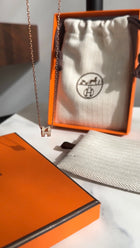 Hermes Mini Pop H Pendant Necklace Marron Glace