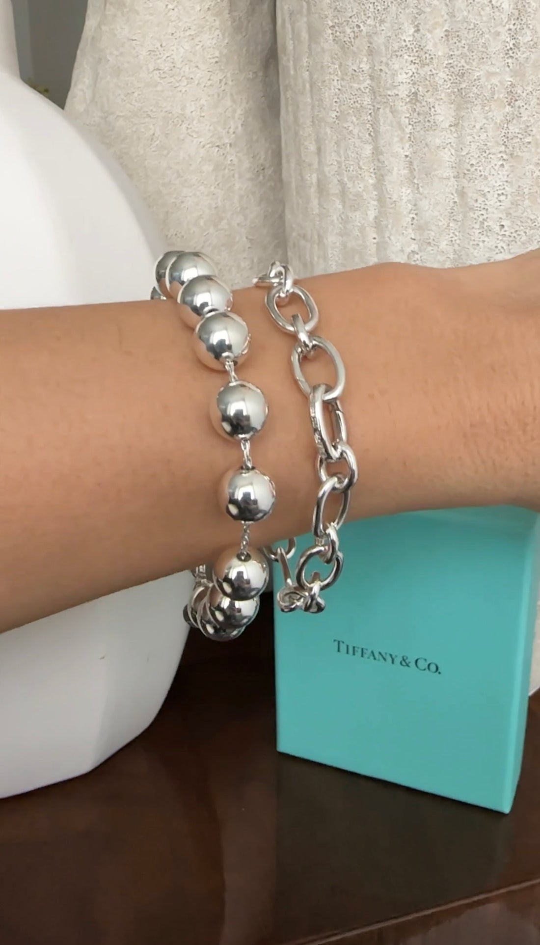 Tiffany & Co. Sterling Silver Three Strand Akoya Pearl Bracelet