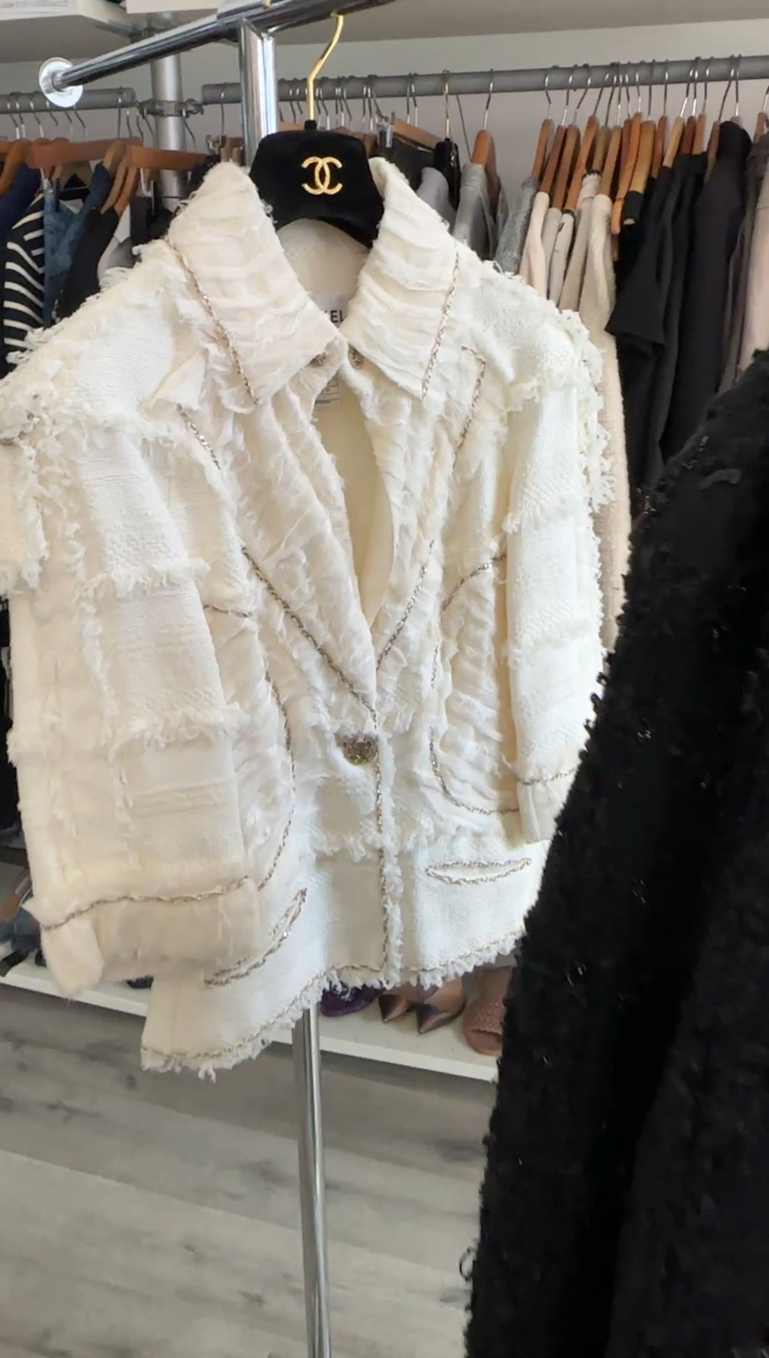 Chanel 08P Ivory Tweed Chain Trim Jacket - FR38 / S