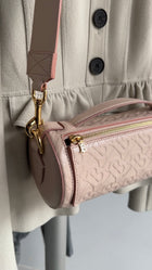 Burberry Light Pink Leather Embossed Monogram Barrel Bag