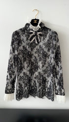 Chanel Pre-Fall 2015 Runway Black and White Lace Blouse - FR38 / S