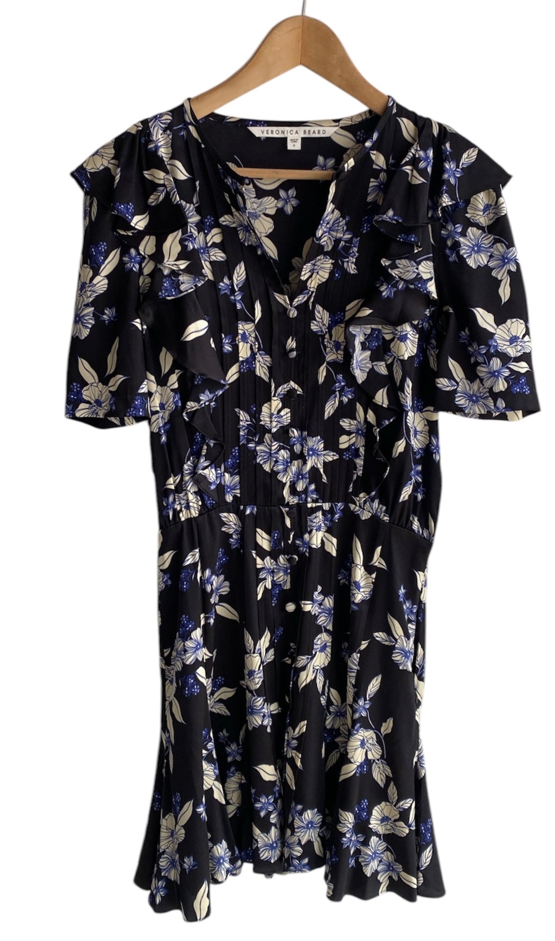 Veronica Beard Blue Floral Print Dress