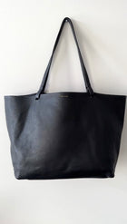 The Row Black Leather Park Three Tote Bag