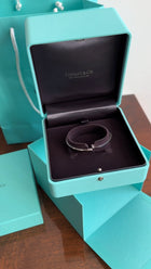 Tiffany T1 Narrow 18k White Gold Hinged Bangle Bracelet - M