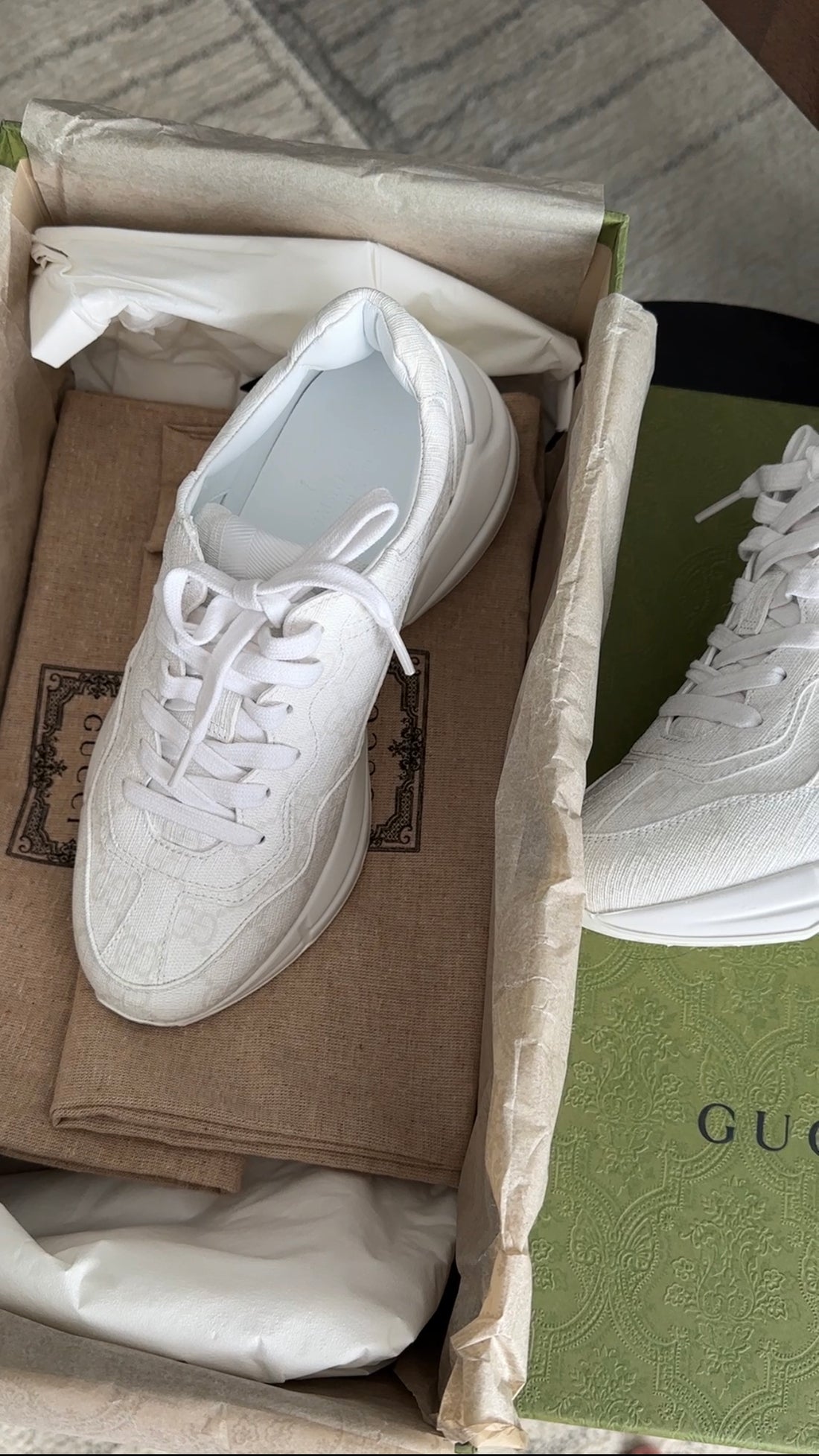 Gucci White Monogram Canvas Rhyton Sneakers - 6