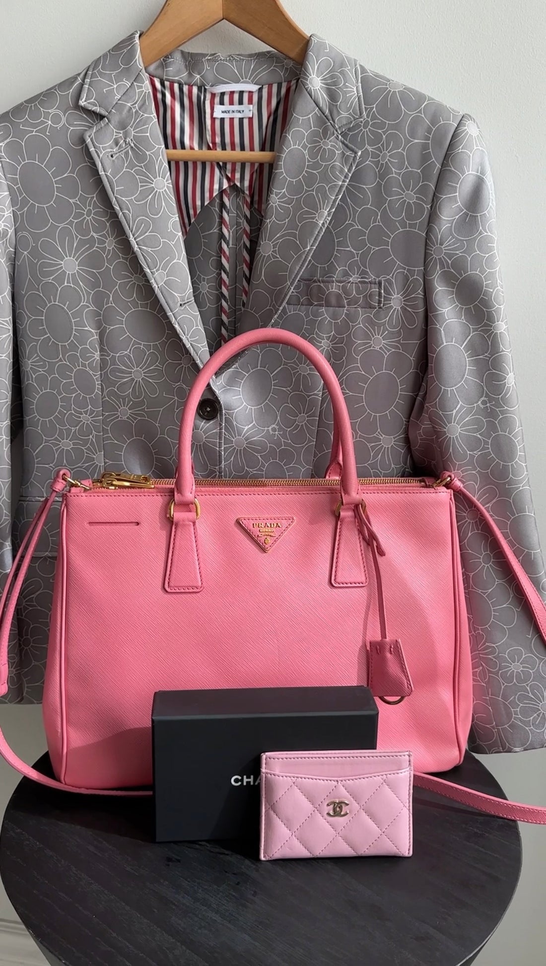 Prada Pink Saffiano Leather Double Zip Galleria Bag