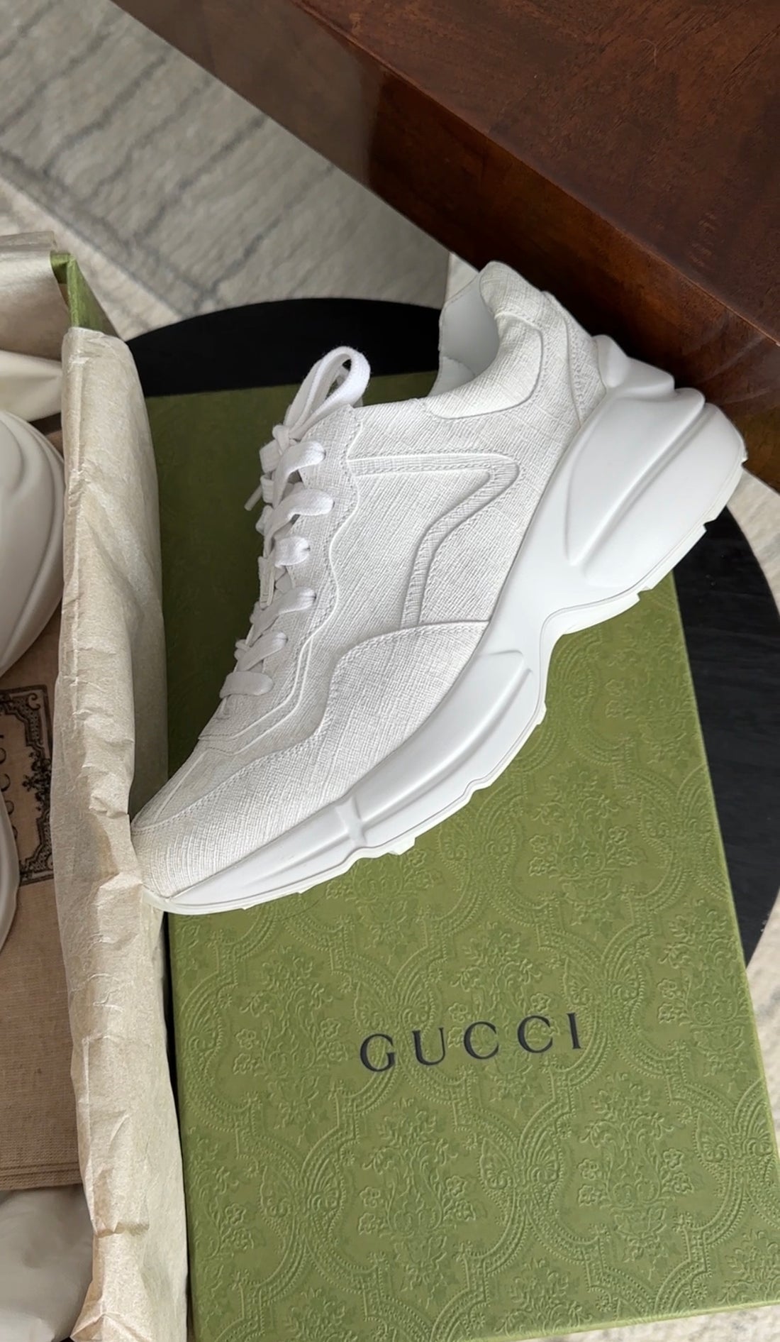 Gucci White Monogram Canvas Rhyton Sneakers - 6