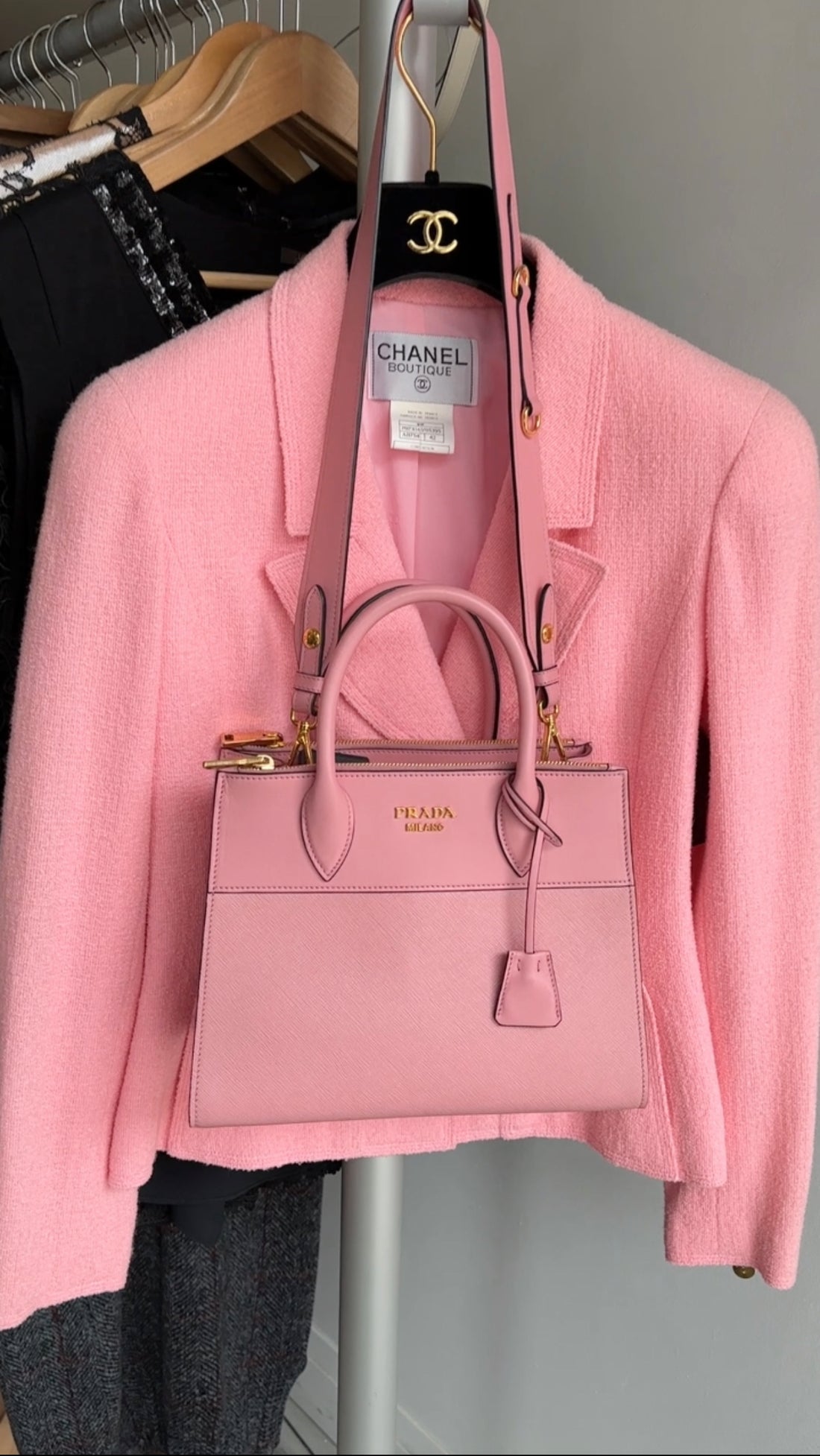 Prada Pink Petalo Saffiano Leather City Tote Bag