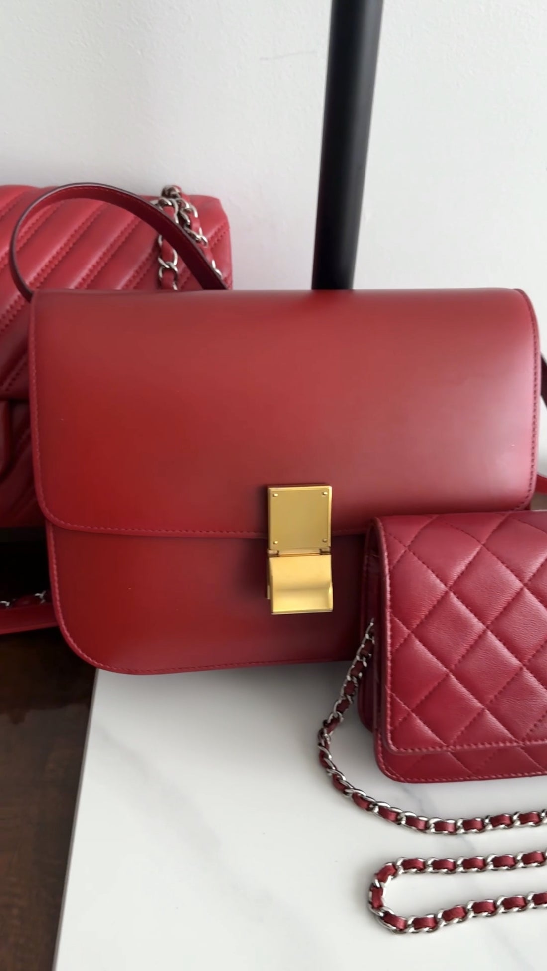 Celine Smooth Red Leather Medium Box Bag