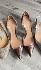 Gianvito Rossi Grey Holographic Leather and PVC Stiletto Heel Pumps - 41